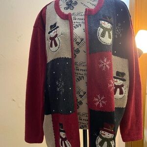 Festive Snowman Cardigan Sweater